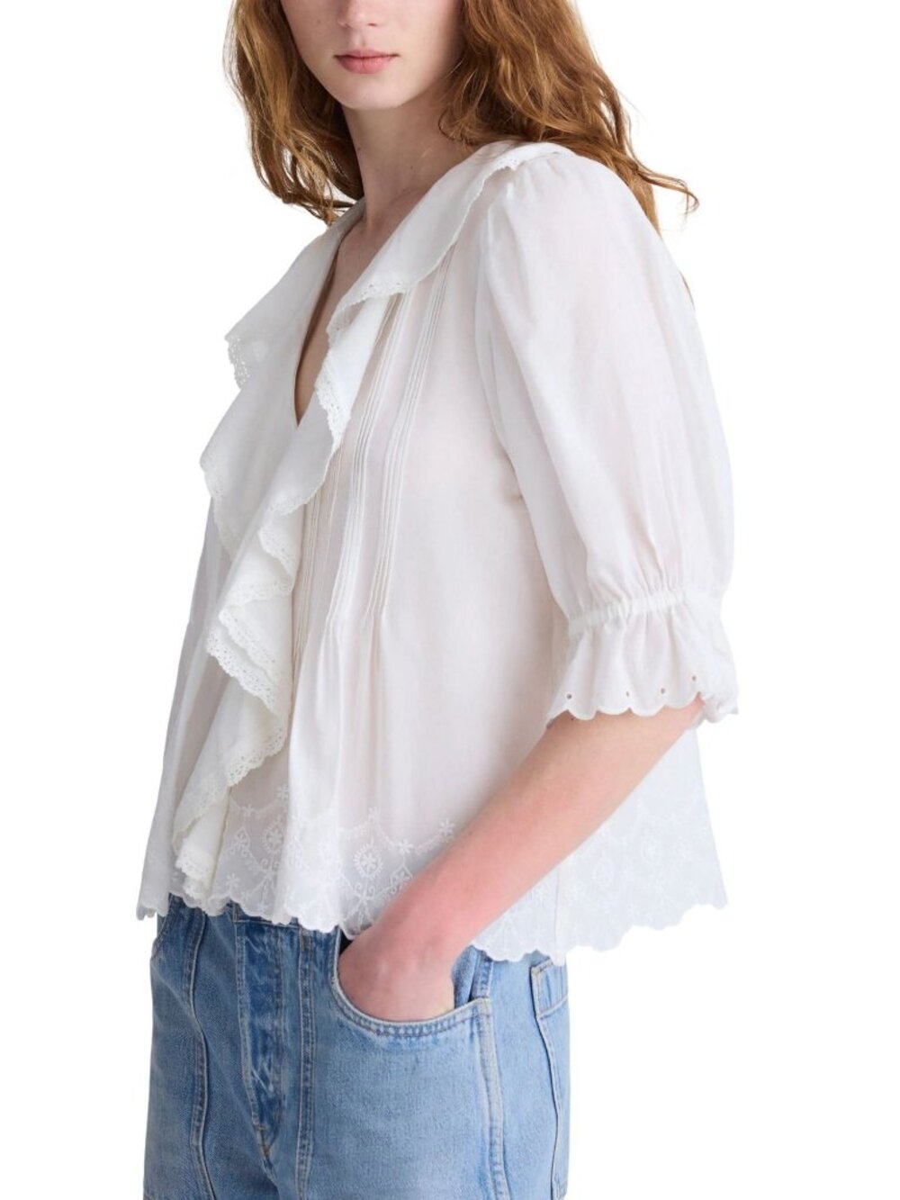 Madewell Womens "The Blaire" Embroidered Top White Size Medium NWT - Picture 8 of 8